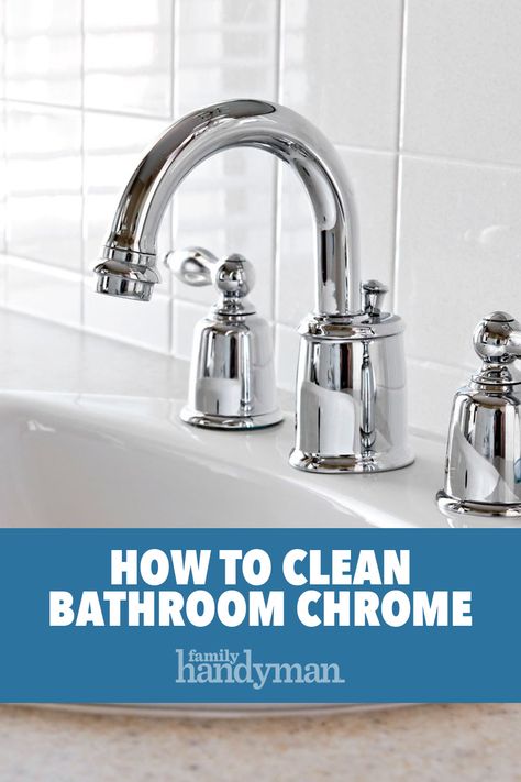 Silver Bathroom Fixtures, Bathroom Chrome Fixtures, Chrome Shower Fixtures, Clean Bathroom Sink, Chrome Bathroom Fixtures, Silver Faucet, Homemade Shower Cleaner, Bathroom Chrome, How To Clean Chrome