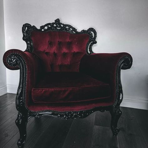 Goth House Interior, Black And Red Gothic Furniture, Gothic Furniture Accent Chairs, Gothic Sleigh Bed, Gothic Bed Frame King, Black Gothic Cabinet, Gothic Chair, Gothic Interior Design, Gothic Living Room