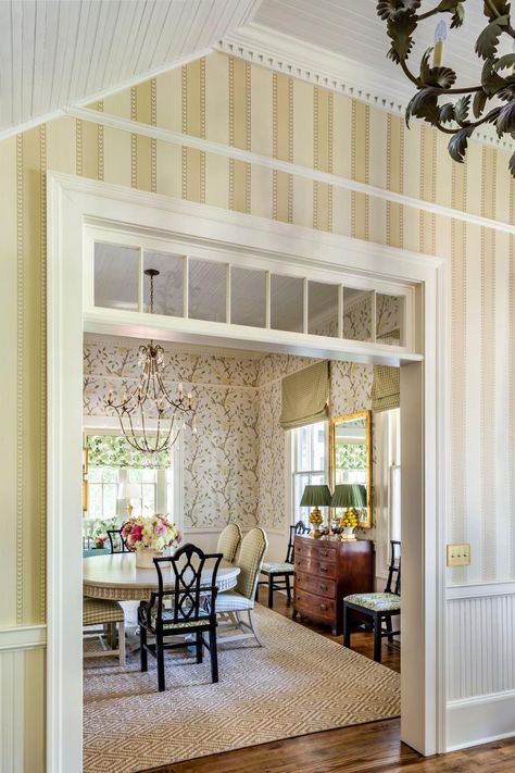 Traditional Dining Room With Cased Opening and Transom Old Southern Decor, James Farmer Kitchen, James Farmer Interiors, Gullah Art, Cased Opening, Peach Farm, James Farmer, Black Southern Belle, Modern Design Elements