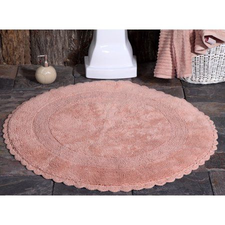 Saffron Fabs Bath Rug 100% Soft Cotton 36 Inch Round 200 GSF Reversible Hand Woven Crochet Lace Border Round Bathroom Rugs, Crochet Lace Border, Chenille Bath Mat, Woven Crochet, Cotton Bath Mats, Bathroom Rugs Bath Mats, Cotton Bath Rug, Bathroom Rug Sets, Chic Bathrooms