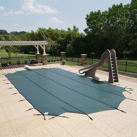 Swimming Pool Cover, Pool Safety Covers, Swimming Pool House, Rectangular Pool, Ground Pools, Pool Safety, Inground Pool, Backyard Pool Landscaping, Inground Pools