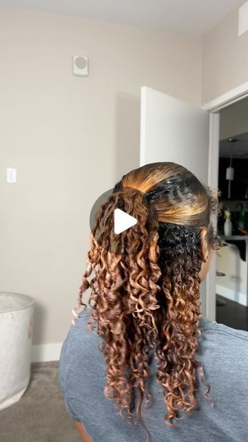 Kira ♒️ on Instagram: "V Part Half Up Half Down on Natural Curly hair ➰🫶🏾   It took me forever to define each curl 😩   #naturalhair #halfuphalfdownhairstyle #curlyhairstyles #curls #curlyhair #explore #explorepage #reels #reelsinstagram #curlyhairinspo" V Part Half Up Half Down Curly Hair, Half Up Half Down On Curly Hair, V Part Half Up Half Down Natural Hair, Natural Half Up Half Down Curly Hair, Curly Half Up Half Down Hairstyles, Half Up Half Down Curly, Curly Drawstring Ponytail, Instagram V, Hairstyles Pictures