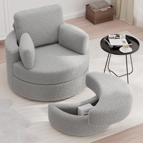 Swivel Chair With Ottoman, Round Sofa Chair, Cuddle Chair, Chairs For Living Room, Stylish Side Table, Cozy Seats, Chair With Ottoman, Round Sofa, Cozy Chair