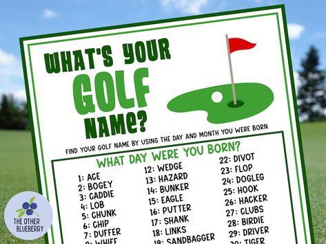 What's Your Golf Name Game With Name Tags & Sign Par-tee Game Fore-ever Golf Birthday Golf Banquet Retirement Party Printable - Etsy Masters Golf Party Games, Par Tee Golf Party, Golf Themed Birthday Party For Men, Golf Party Games, Golf Theme Party, Birthday Golf, Par Tee, Golf Birthday Party, Name Game