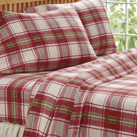 Plaid Cotton Flannel Sheets / Holiday Plaid Flannel Sheet Set Holiday