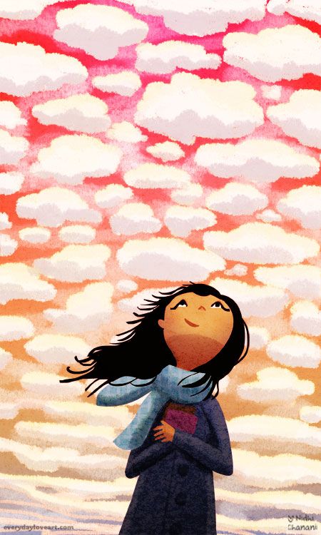 wonderfulworld Nidhi Chanani, Cloud Art, What A Wonderful World, Wonderful World, Childrens Illustrations, Girls Room Decor, Children's Book Illustration, Whimsical Art, Cute Illustration