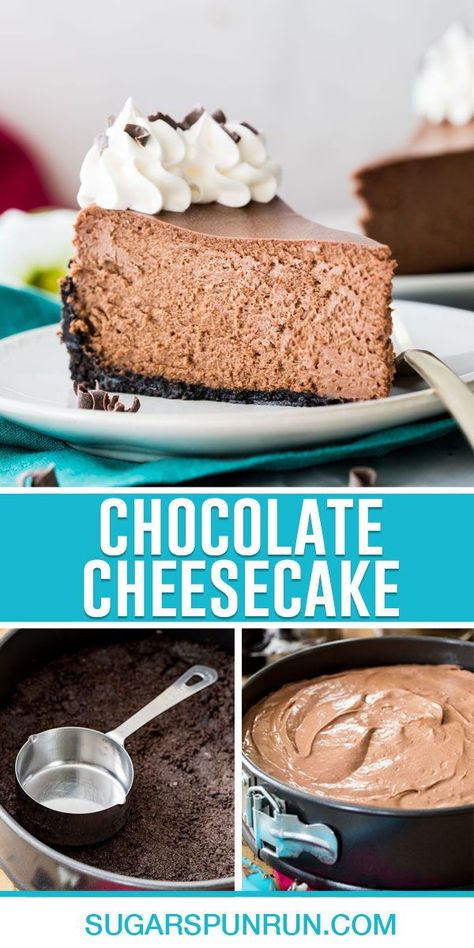 No Water Bath Cheesecake Recipe, Easy Cheesecake Recipes No Water Bath, No Water Bath Cheesecake, Easy Chocolate Cheesecake Recipes, 9 Inch Cheesecake Recipe, 10 Inch Cheesecake Recipe, Cheesecake Recipes No Water Bath, Bday Cheesecake, Chocolate Cheesecake Recipe Easy