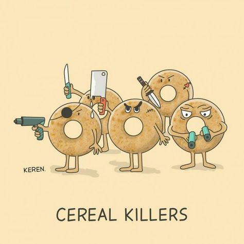 Breakfast Puns, Punny Puns, Funny Food Puns, Visual Puns, Drawing Eyes, Cute Puns, Food Puns, Funny Illustration, Funny Drawings