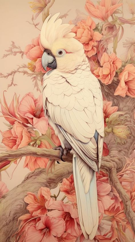 Vintage drawing cockatoo parrot animal sketch. | premium image by rawpixel.com / Bambamfefe Sketch Of Parrot, Parotts Bird Sketch, Galah Cockatoo Painting, Pink Cockatoo Art, Vintage Parrot Illustration, Bird Pencil Drawing, Parrot Drawing, Parrot Painting, Vintage Drawing