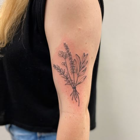 it’s only been a week + i miss tattooing so dang much ! • here’s a sweet one from the good ol days • parsley sage rosemary + thyme for… Rosemary Bundle Tattoo, Parsley Tattoo Design, Sage And Lavender Tattoo, Rosemary And Thyme Tattoo, Parsley Sage Rosemary And Thyme Tattoo, Sage Flower Tattoo, Sage Leaf Tattoo, Parsley Tattoo, Sage Tattoo Flower