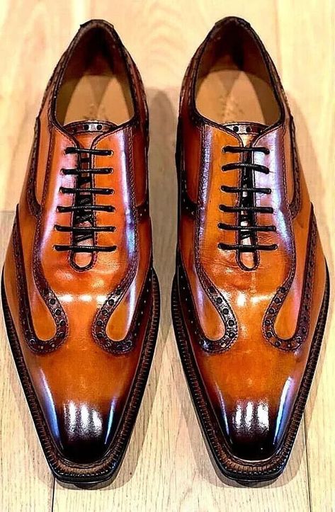 Handmade Men's Formal Oxford Shoes Genuine Brown Leather For Party Wedding Shoes | eBay