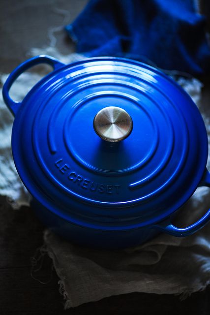 My Le Creuset Marseille Blue La Creuset, Kitchen Color Themes, Le Creuset Blue, Le Creuset Colors, Yves Klein Blue, Le Creuset Cookware, Enamel Cookware, Blue Bayou, Ultramarine Blue