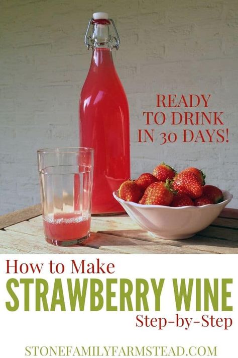 Capture summer strawberry flavor with this strawberry wine recipe. Ready in 30 days! #strawberrywine #homemadewine #homebrew #fruitwine Sweet Wine Recipes, Chicken Layer Feed, Fruit Wine Recipes, Homemade Liqueur, Homemade Liqueur Recipes, Liqueur Recipes, Wine Making Recipes, Homemade Wine Recipes, Layer Feed