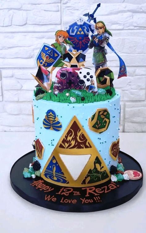 Zelda Cake Ideas, Legend Of Zelda Cake, Legend Of Zelda Birthday, Zelda Cake, Zelda Party, Zelda Birthday, Marvel Cake, Baker Cake, Cake Designs Images