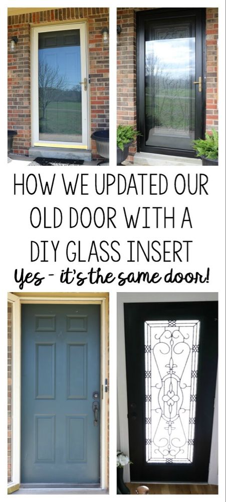 Brightening our Entryway for Spring with a DIY Glass Door Insert | Noting Grace Put A Window In A Door, Moving A Front Door Entrance, Diy Window In Door, Front Door Remodel Diy, Front Door Window Insert, Diy Door With Window, Front Door Transformation Diy, How To Change Glass In Front Door, Add Glass To Front Door