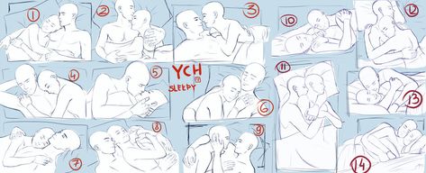 Couple Sleeping Reference, Couple Sleeping Positions Drawing, Sleeping Couple Pose Reference, Sleeping Pose Reference, Sleepy Couple, Book Dialogue, Couple Base, How To Draw People, Sketching Inspiration