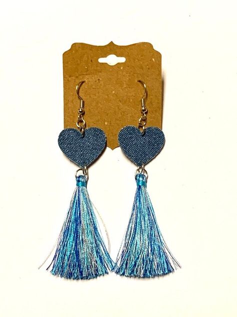 [AffiliateLink] 41 Impressive Fabric Earrings Handmade Recommendations To Copy This Season #fabricearringshandmade Diy Elegant Earrings, Fabric Earrings Handmade, Diy Jewelry Making Ideas, Jean Jewelry, Heart Tassel, Crocheted Earrings, Tassel Making, Diy Tassel Earrings, Hippie Women