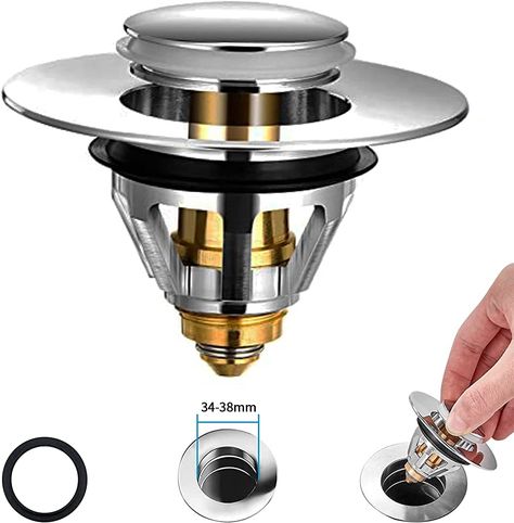 Sink Plug, Sink Strainer Spring Core Pop Up Drain Plug, Universal Sink Stopper Replacement for Bathroom and Kitchen,Chrome Bath Plug No Overflow Basin Drain Filter Hair Catcher with Basket (1 Pcs) : Amazon.co.uk: Home & Kitchen Stainless Steel Bathroom Sink, Bathroom Sink Stopper, Sink Stopper, Sink Drain Stopper, Copper Rod, Drain Stopper, Hair Catcher, Bathroom Drain, Bathroom Sink Drain