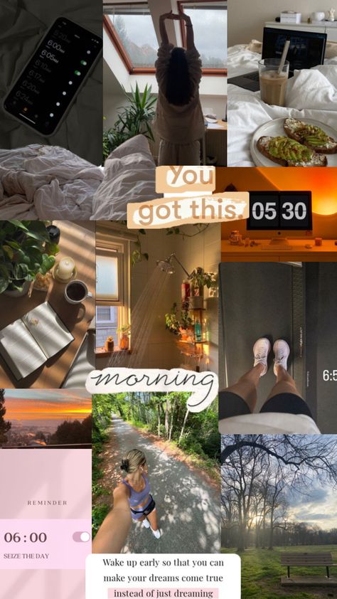 Good morning 🫶🏻 morning, sunrise, new day, you got this! Wake Up Early Quotes, Morning Routine Women, Vision Board Poster, Morning Workout Quotes, Lifestyle Posing, Good Morning Honey, Vision Board Collage, 5am Club, Vision Board Examples