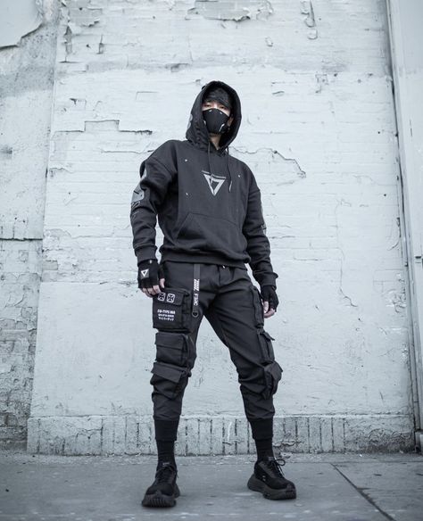 Cyberpunk Apocalypse Outfit, Clothes For Zombie Apocalypse, Cyberpunk Aesthetic Fashion Men, Vigilante Aesthetic Outfit Male, Future Clothes Concept, Male Apocalypse Outfit, Cyberpunk Aesthetic Outfit Male, Male Assassin Outfit, Apocalypse Outfit Men