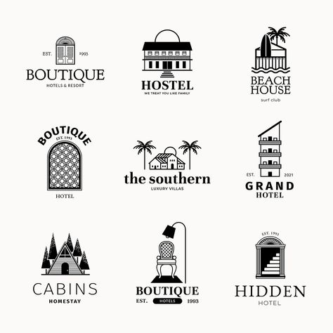 Vintage Hotel Logo Design, Hotel Logo Inspiration, Hotel Icon Design, Hotel Logos Ideas, Vintage Hotel Logo, Hotel Logo Design Ideas, Homestay Logo, Villa Logo, Hotel Logo Luxury