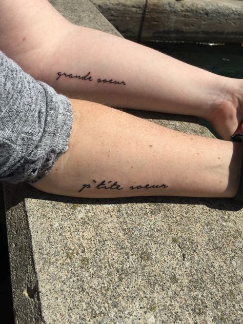 French sister tattoos French Sister Tattoo, Sister In French, French Tattoo, Sister Tattoo, Tattoo Board, Sister Tattoos, Different Languages, Little Sisters, Tattoo Quotes