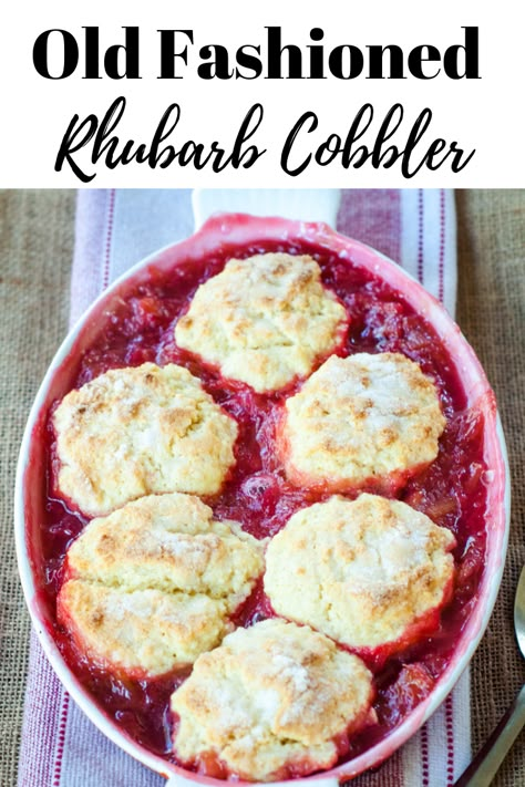 I didn't grow up with Rhubarb Cobbler, my family made Rhubarb Crisp but as I've grown older and my rhubarb patch has matured I've learned to love it! Rubarbe Cobbler, Biscuit Cobbler, Strawberry Rhubarb Bars, Rhubarb Rhubarb, Strawberry Rhubarb Cobbler, Alaska Food, Freeze Rhubarb, Cherry Cobbler Recipe, Farm Cooking