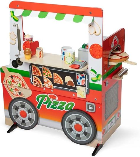 Amazon.com: Melissa & Doug Wooden Pizza Food Truck Activity Center with Play Food, for Boys and Girls 3+ : Toys & Games Pizza Food Truck, Pizza Truck, Credit Card Machine, Custom Pizza, Preschool Girl, Card Machine, Play Food Set, Pretend Play Kitchen, Felt Play Food