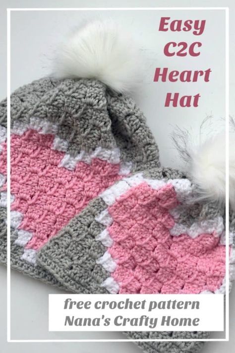 C2c Beanie Pattern, C2c Hat Pattern Free, Crochet Heart Hat Pattern Free, C2c Hat, Crochet A Sun, Corner 2 Corner, Hat Free Crochet Pattern, C2c Patterns, C2c Crochet Pattern Free