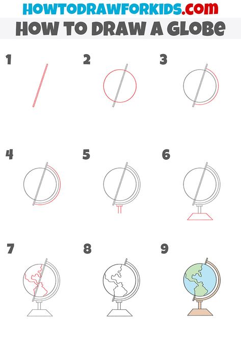 How To Draw A Globe, Globe Drawing Simple, Globe Doodle, Drawing Items, Draw Objects, Globe Drawing, Chica Chola, Doodle Art For Beginners, Creating A Bullet Journal