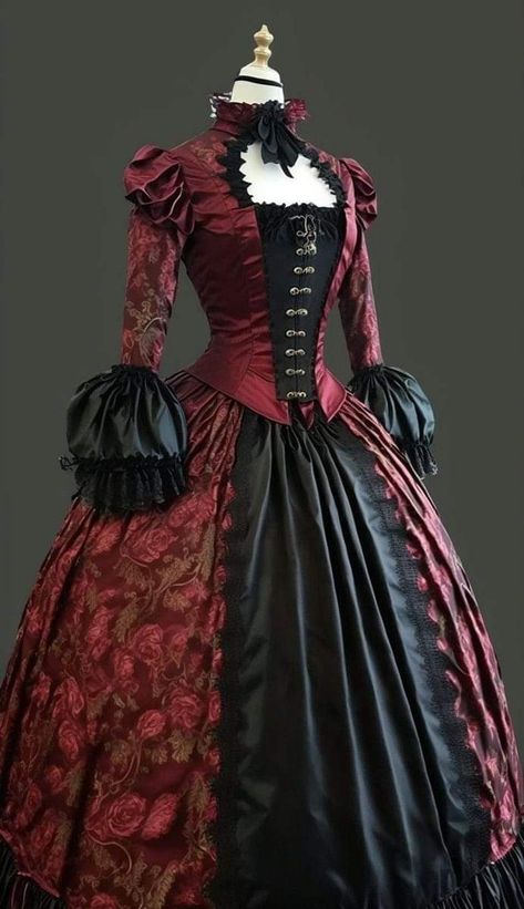 Victorian Vampire Outfit, Medieval Vampire, Medieval Goth, Victorian Princess, Gothic Fashion Victorian, 1800's Dress, Vampire Dress, Vampire Clothes, Victorian Vampire