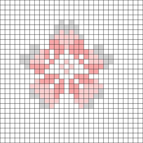 Sakura Flower Perler Beads, Cherry Blossom Pixel Art Grid, Lotus Pixel Art, Sakura Perler Beads, Flower Perler Bead Patterns, Pixel Art Fleur, Small Pixel Art Pattern, Fuse Bead Patterns, Easy Pixel Art