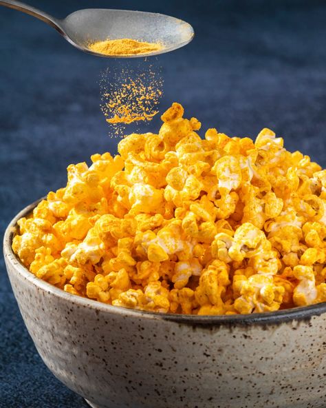 Cheese Popcorn Recipe (Homemade, with Cheese Powder) | Kitchn Popcorn Recipes Cheese, Cinnamon Sugar Popcorn, Cheddar Cheese Powder, Main Recipes, Cheese Popcorn, Cheese Powder, Popcorn Recipe, Foodie Art, Gourmet Popcorn