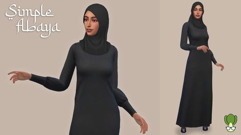 Simple Abaya, Cc Clothes, Black Abaya, Sims 4 Dresses, Sims 4 Mm, Sims4 Clothes, Sims 4 Mods Clothes, Muslim Dress, Sims4 Cc