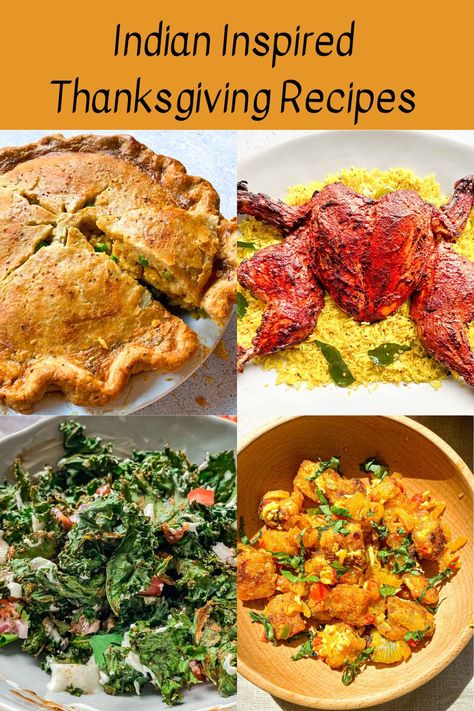 A Thanksgiving menu crafted with Indian recipes like samosa pot pie or crispy kale chaat that spice up the traditional holiday meal. Thanksgiving Indian Recipes, Desi Thanksgiving Recipes, Indian Thanksgiving Recipes, South Indian Tomato Chutney, Thanksgiving Potluck Recipes, Indian Thanksgiving, Easy Thanksgiving Sides, Indian Rice Pudding, Vegetarian Thanksgiving Recipes