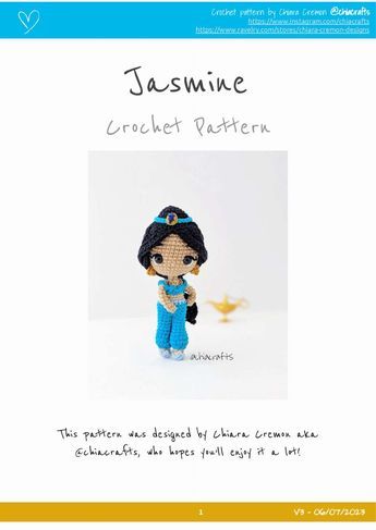 jasmine crochet pattern Jasmine Crochet, Lilly Doll, Disney Crochet Patterns, Crochet Princess, Crochet Disney, Mini Crochet, Crochet Animals Free Patterns, Crochet Hats Free Pattern, Crochet Fashion Patterns