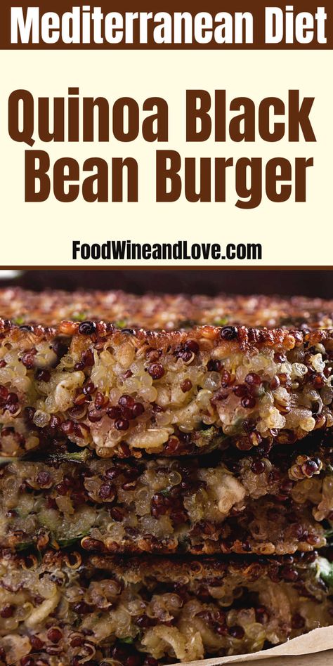 Quinoa Black Bean Burger healthy vegan grilling Mediterranean diet friendly Easy Recipes With Black Beans, Quinoa Sandwich, Veggie Galette, Vegan Grill, Burger Healthy, Black Bean Quinoa Burger, Savory Quinoa, Black Bean Burger Recipe, Vegetable Burger