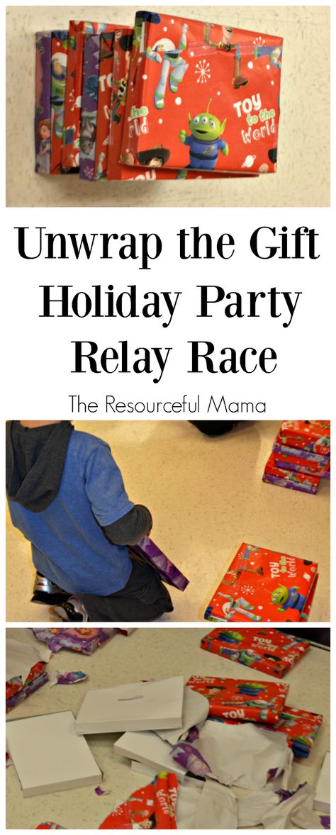 Classroom holiday party game: unwrap the gift relay race. The kids love it! Classroom Holiday Party Games, Kids Relay Races, Vbs Games, Classroom Holiday Party, Holiday Party Game, School Holiday Party, Kids Holidays, Trendy Party Decor, School Christmas Party