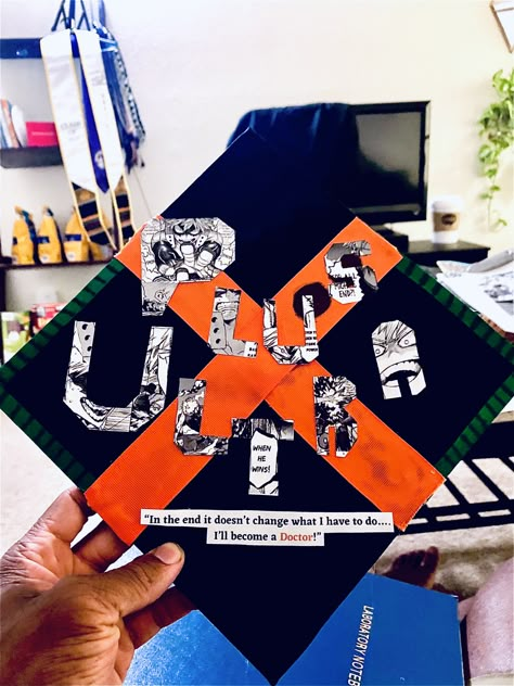 Hunter X Hunter Graduation Cap, Graduation Highschool, Naruto Graduation Cap Ideas, Mha Graduation Cap, Graduation Cap Designs Naruto, Jurassic Park Graduation Cap, Naruto Graduation Cap, Graduation Cap Designs Sports, Anime Graduation Cap Designs