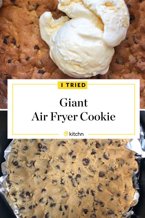 Nestle Cookie Dough, Air Fryer Chocolate Chip Cookies, Nestle Cookies, Air Fryer Dessert, Hot Air Fryer, Deep Dish Cookie, Small Batch Cookies, Cookie Bars Easy, Pan Cookies