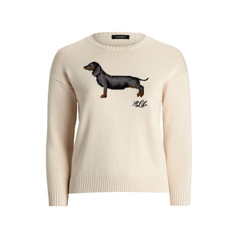 Intarsia-Knit Dachshund Cotton Sweater Ralph Lauren Dachshund Sweater, Pinterest Wishlist, Dachshund Sweater, Wardrobe Planner, Dachshund Clothes, Digital Wardrobe, Dream Items, Shopping Wishlist, Classic Preppy