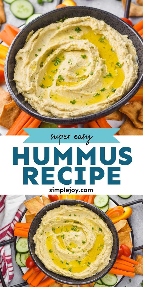 This simple and easy homemade hummus recipe is a classic. It is quick to make and makes for the perfect light snack. Humas Recipe Easy, Home Made Hummus Recipes, Humas Recipe, Garlic Hummus Recipe Homemade, Homemade Hummus Recipe Without Tahini, Recipe Diary, Easy Homemade Hummus, Garlic Hummus Recipe, Homemade Hummus Recipe