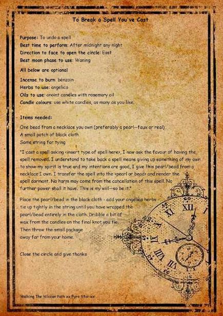 How to break a spell you've cast. How To Break A Spell, To Break A Spell, Wish Spell, Wicca Spells, Book Of Shadows Pages, Witch Spells, Spells And Rituals, Easy Spells, Wiccan Spell Book