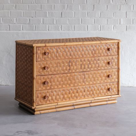 Listed on VNTG.com: 1960s Bamboo & woven rattan cabinet | #vntg #vintage Bamboo Cabinet, Rattan Cabinet, Bamboo Cabinets, Boutique Interior, Woven Rattan, Chest Of Drawers, Vintage Design, Storage Chest, 1960s