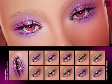 The Sims Resource - Glitter Eyeshadow N293 Sims 4 Cc Glitter Makeup, The Sims Resource Eyelashes, Sims 4 Cc Euphoria, Sims4 Cc Eyes, Sims 4 Cc Eye Shape, The Sims 4 Cc Make Up, Sims 4 Cc Eyeshadow, Mod Eyeshadow, Ts4 Makeup