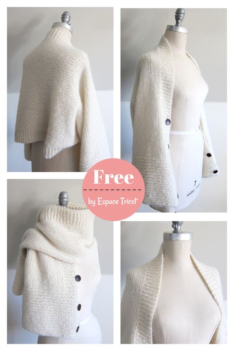 Knitting Patterns Free Scarf Cowls, Knitted Cape Pattern, Cloak Pattern, Knit Wrap Pattern, Shrug Knitting Pattern, Yarn Tutorials, Cardigan Sweater Pattern, Free Knitting Patterns For Women, Outlander Knitting