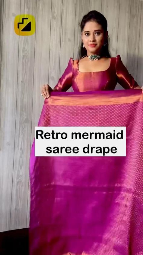 Saree Drape - Retro Mermaid Style 🧜‍♀️✨ in 2022 | Saree wearing styles, Indian bridal fashion, Mermaid fashion Mermaid Saree, Retro Mermaid, Draping Styles, Saree Drape, Saree Wearing, Saree Wearing Styles, Simple Saree Designs, Saree Draping Styles, Saree Draping