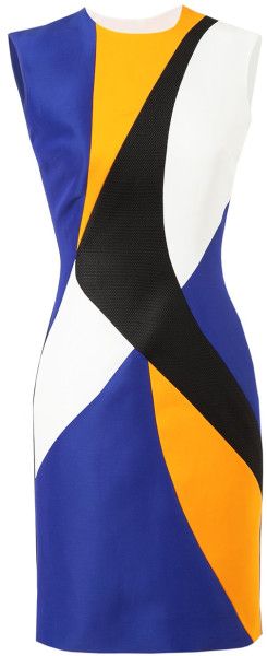 Roksanda Colourblocked Panelled Dress in Multicolor (black) | Lyst Panelled Dress, Roksanda Ilincic, Simple Wardrobe, Pattern Sewing, Panel Dress, Colorblock Dress, Dress Styles, Featuring Dress, Fitted Dress