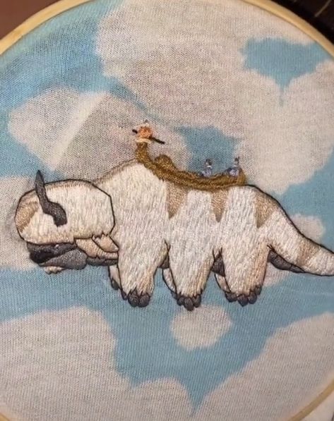 Avatar Embroidery, Atla Appa, Appa Embroidery, Embroider Ideas, Basic Embroidery Stitches, So Me, Embroidered Art, Learn Embroidery, Embroidery Patterns Free