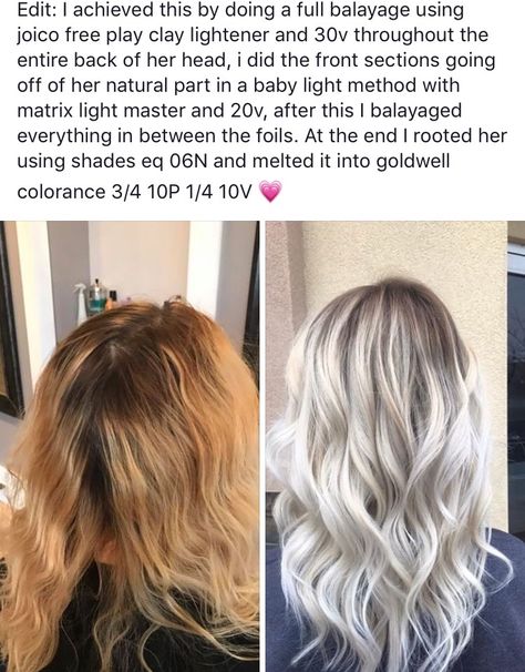 This is pretty masterful. Icy Blonde Balayage Formula, Goldwell Toner Formulas, Blonde Balayage Formula, Goldwell Color Formulas, Goldwell Color Formulas Blondes, Toner Formulas, Icy Blonde Balayage, Hair Formulas, Lemon Face